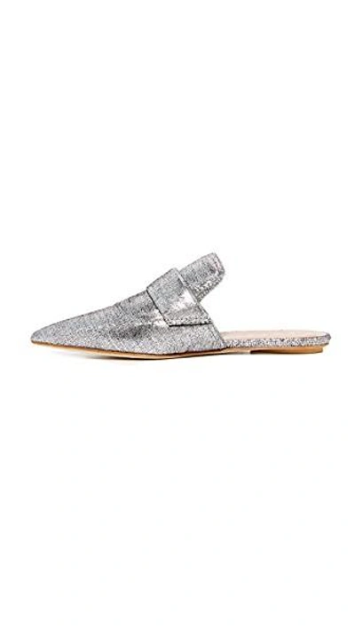 Shop Marni Flat Mule Slides In Silver