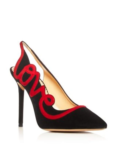 Shop Charlotte Olympia Love High Heel Slingback Pumps In Black/real Red
