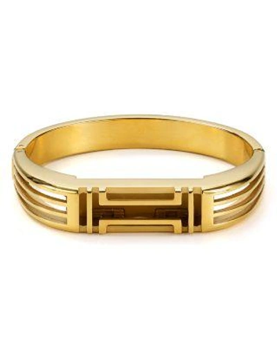 Shop Tory Burch Fitbit Metal Hinged Bracelet In Gold
