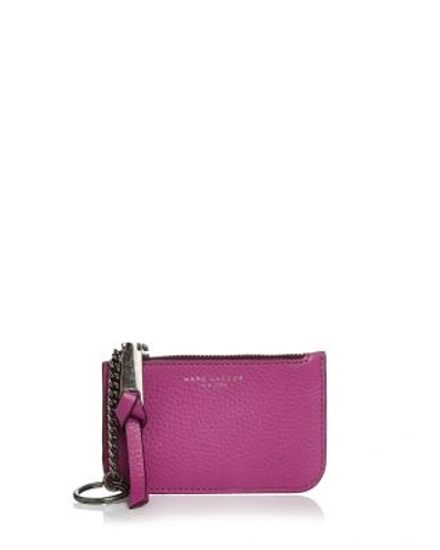 Marc Jacobs Leather Key Pouch In Lilac/gunmetal
