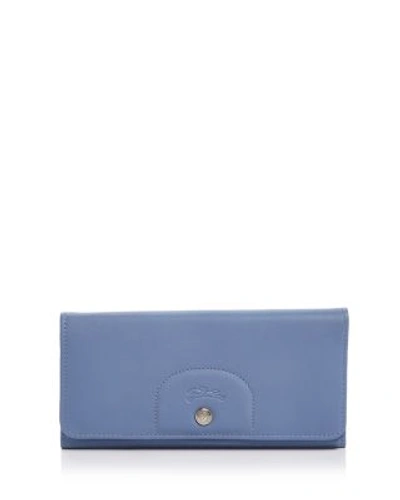 Longchamp Pliage Continental In Blue Mist/silver
