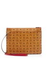 Mcm Heritage Convertible Coated Canvas Zip Pouch - Brown In Medium Brown/gold