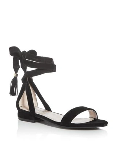 Kenneth Cole Valen Suede Ankle Wrap Sandals In Black