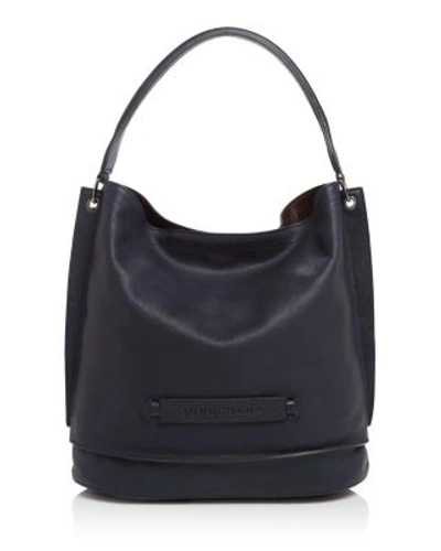 Longchamp '3d' Leather Hobo In Midnight
