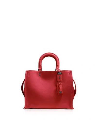 Coach Glovetanned Pebble Rogue Satchel In Red/black Copper