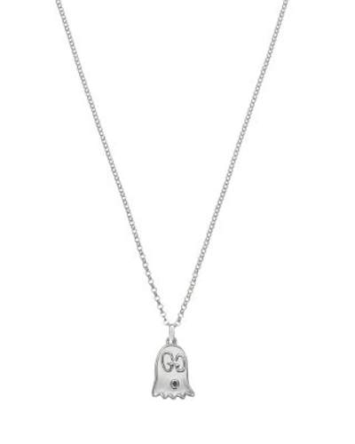 Shop Gucci Sterling Silver  Ghost Phantom Pendant Necklace, 17.7"