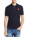 Comme Des Garçons 'play' Piqué Polo With Heart Appliqué In Navy