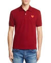 Comme Des Garçons Play Embroidered Heart Polo Shirt In Burgundy