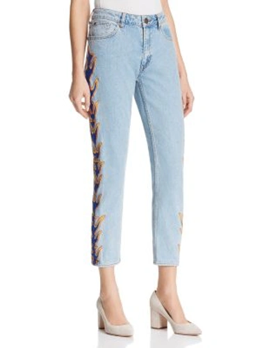 Sandro Flame Cropped Jeans In Blue Vintage