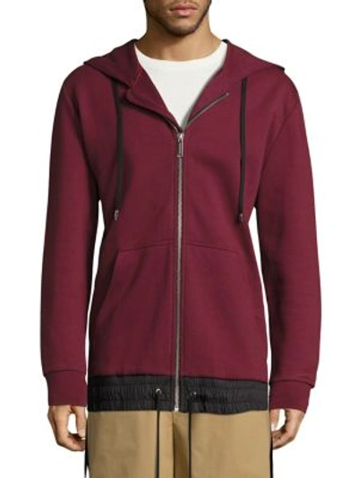 Shop Public School Langston Cotton Zip Hoodie In Burgundy