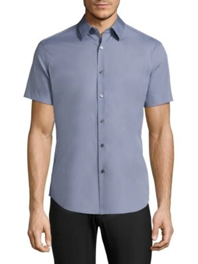 Theory Sylvain S Wealth Short-sleeve Shirt In Fresh Water