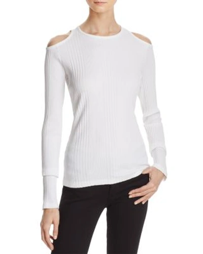 Shop Frame Variegated Cutout Long Sleeve Top In Blanc