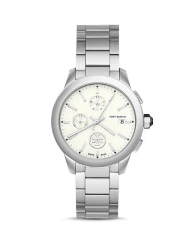 Shop Tory Burch Collins Watch, 38mm In White/silver