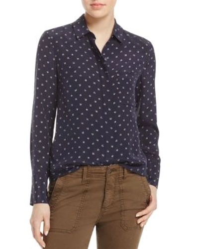 Shop Vince Dot-print Silk Shirt In Coatal