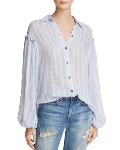 Free People Headed To The Highland Semi-sheer Shirt In Blue