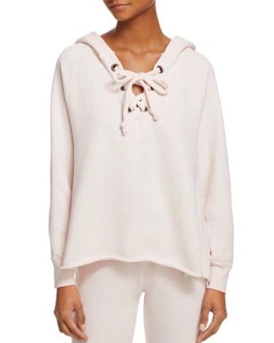 Shop Wildfox Hutton Lace-up Sweatshirt, Fashion Find In Seashell Pink