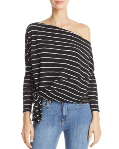 Free People Love Lane Striped Off-the-shoulder Top In Black