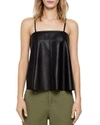 ZADIG & VOLTAIRE Cali Deluxe Leather Camisole Top,2567544BLACK