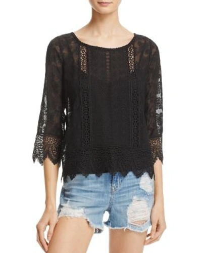 Joie Hadlee Lace Top In Caviar