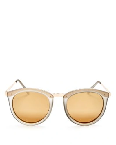 Le Specs Women's No Smirking Mirrored Polarized Round Sunglasses, 50mm In Mist Matte/gold Mirror Polarized