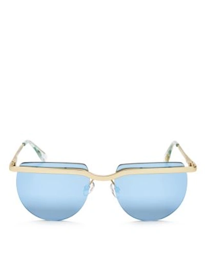 Le Specs Mafia Moderne Mirrored Sunglasses, 52mm In Brushed Gold/blue Mirror