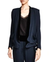 THE KOOPLES Velvet Lapel Slouchy Blazer,2439792DARKNAVY