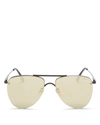 Le Specs Women's The Prince Mirrored Rimless Brow Bar Aviator Sunglasses, 57mm In Matte Black/gold Revo Mirror