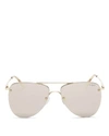 Le Specs Women's The Prince Mirrored Rimless Brow Bar Aviator Sunglasses, 57mm In Gold/peach Revo Mirror