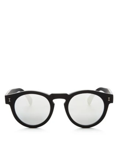 Shop Illesteva Leonard Mirrored Round Sunglasses, 48mm In Matte Black/silver Mirror