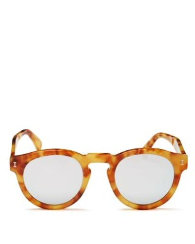 Shop Illesteva Leonard Mirrored Round Sunglasses, 48mm In Amber/silver Mirror