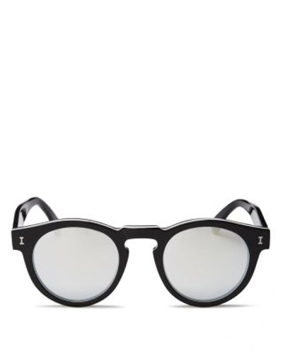 Shop Illesteva Leonard Mirrored Round Sunglasses, 48mm In Tuxedo/silver Mirror