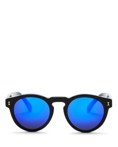Illesteva Women's Leonard Mirrored Round Sunglasses, 48mm In Black/violet Mirror