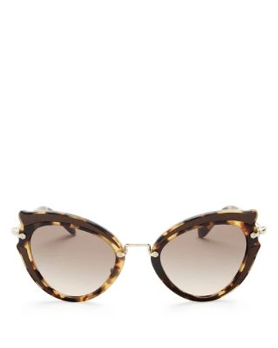 Shop Miu Miu Women's Cat Eye Sunglasses, 42mm In Light Havana/light Brown Gradient