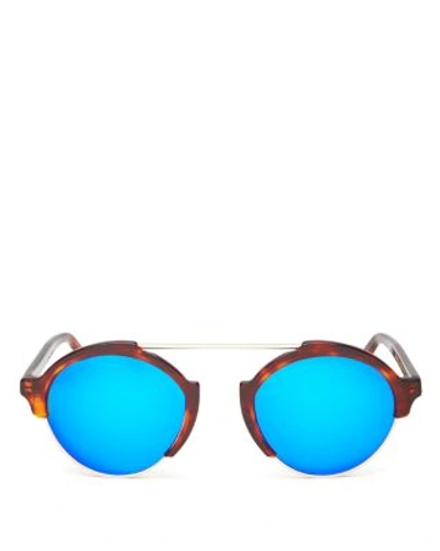 Illesteva Milan Iii Mirrored Sunglasses, 54mm In Havana/blue Mirror