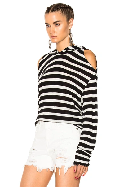 Shop Rta Juno Hooded Sweatshirt In Black, Stripes, White.  In Gondola
