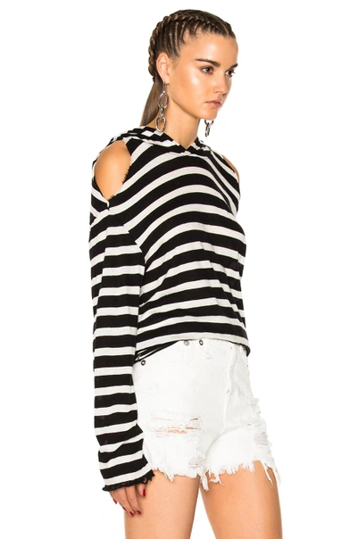 Shop Rta Juno Hooded Sweatshirt In Black, Stripes, White.  In Gondola