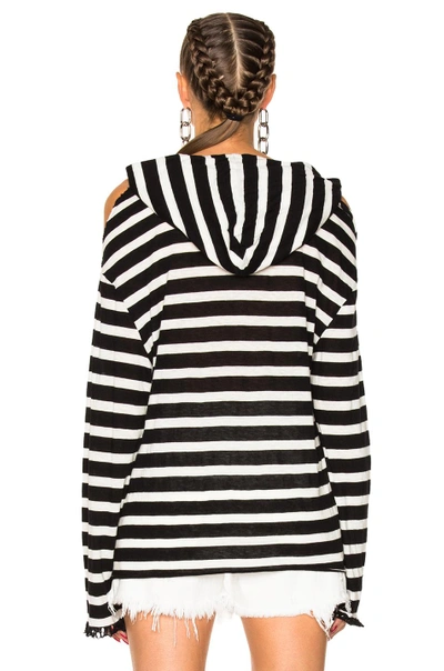 Shop Rta Juno Hooded Sweatshirt In Black, Stripes, White.  In Gondola