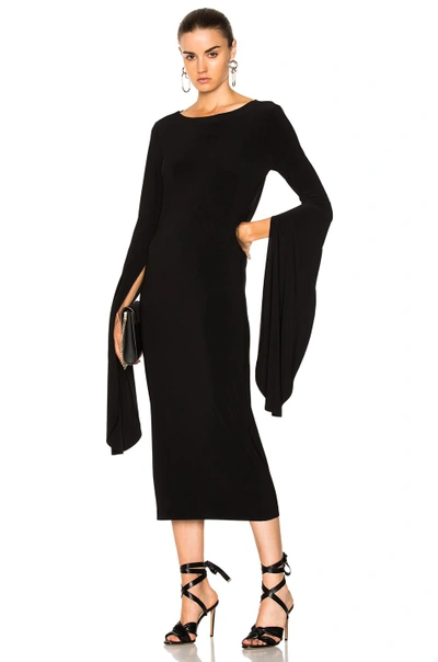 Shop Norma Kamali Draped Low Back Dress In Black