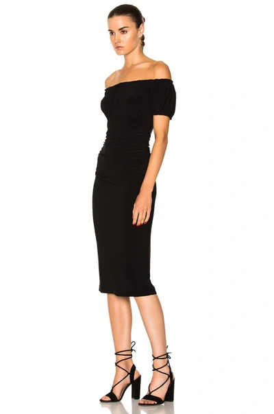 Shop Norma Kamali Sophia Shirred Dress In Black