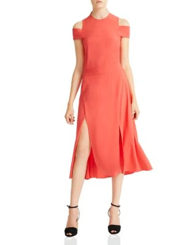 Halston Heritage Shoulder Midi Dress In Poppy