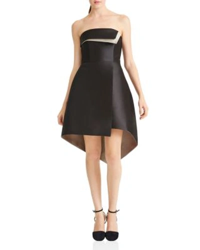 Shop Halston Heritage Strapless High/low Dress In Black/champagne
