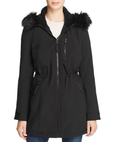 Shop Calvin Klein Faux Fur-trim Jacket In Black