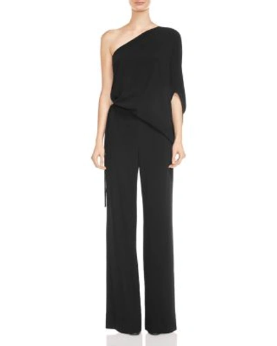 Shop Halston Heritage One Shoulder Jumpsuit In Black