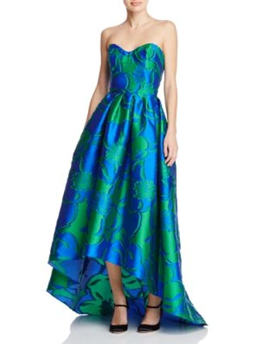 Paule Ka Strapless High/low Gown In Blue
