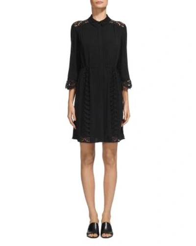 Whistles Lizzie Lace Shirt Dress In Black