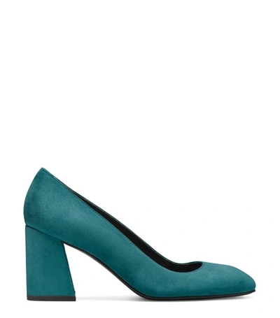 Stuart Weitzman The Mary Pump In Cyan Teal Suede
