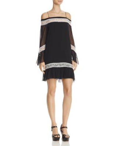 Shop Alice And Olivia Sleeve Silk Dress In Black/white