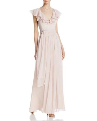Shop Jill Jill Stuart Ruffle Chiffon Gown In Rosy Nude