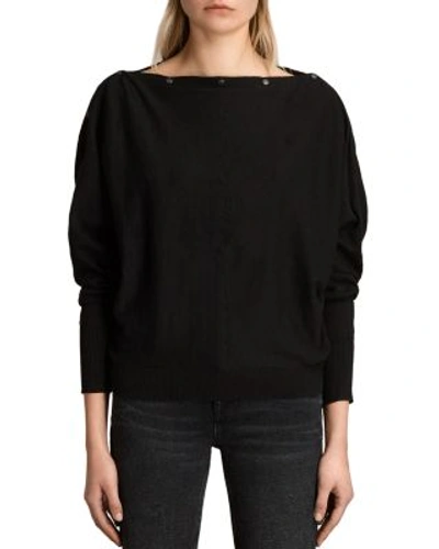 Shop Allsaints Elle Snap-detail Sweater In Black