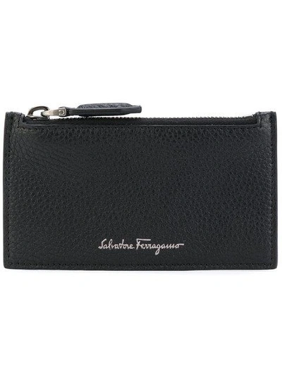 Shop Ferragamo Salvatore  'firenze' Zipped Card Holder - Black